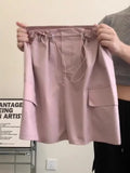 Spicy Girl American Retro Short Skirt for Women High Waist Slim Quick Drying Casual Drawstring Cargo Skirt Women Clothing-Outfit