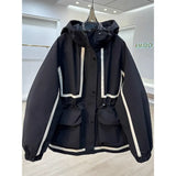 European Goods High-End Ribbon Splicing Color Storm Coat Female 2024 New Casual Loose Show Thin Short Windbreaker-Outfit