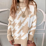 Ardm Za 2020 Woman Sweaters Lapel Houndstooth Oversize Vintage Pullover Women Dropped Sleeve Winter Pull Femme Chic Tops