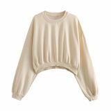 New Basic Short Style Sweater 8417803 Elastic Waist Jogging Trousers Set-Outfit