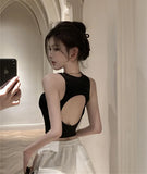 Toloer Women's Wear 2023 Summer Sleeveless Black Inside With Sexy Short Outside