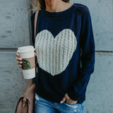 And Winter With The New Women's Knitted Shirt Round-Neck Fashion Jacket Love Sweater Women's