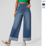 High-Waisted Trousers Straight Jeans 2025 Spring New Women's Casual Broad-Legged Trousers