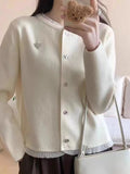 Winter New Style Chic Love Knitting Sweater Female Korean Department Wood Ear Design Fashionable Joker Show Thin Knit Cardigan-Outfit