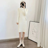 And Winter With Coat Sweater Dress Women Loose Fashion With Medium And Long Bottoming Over The Knee Knit