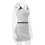 White Tube Top With Lace Patchwork And Mini Skirt Set-Outfit