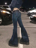Washed Low Waist Flare Jeans-Outfit