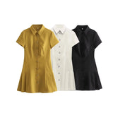 Spring Shirt Style Slim Mini Dress 2674870-Outfit