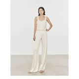 Toloer Wide Leg Pants Female Summer High Waist Hanging Feeling Pants Female Spring And Autumn Straight Tube Casual Floor Trousers Cloud Pants-Outfit