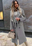 Winter Elegant Turndown Collar Long Blazer with Full