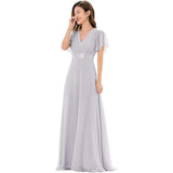 Sales Of Large Swing V-Neck Dress Chiffon Elastic Banquet Festival Annual Bridesmaid Performance Evening Dress