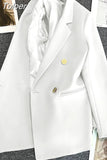 Women Fashion Long Sleeve Chic Blazer Business Single-breasted Notched Temperament Outerwear Design Style Lapel
