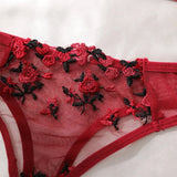 Mesh Floral Bra And Panty Lingerie Set-Outfit