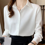 women Office White Chiffon Blouse Shirt Tops Long Sleeve Blouse Women Blusas Mujer De Moda 2021 Shirts Blouses Femme