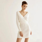 Women's Knitted Sexy-Clad Braided Belted-Coated Dress With High Waist