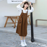 Toloer Department Strap Skirt Two Suits Female Autumn 2024 New Small Casual Temperament College Wind Dress-Outfit