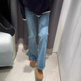 Jeans Women's Spring And Summer 2025 New High-Rise Thin Small Pear-Shaped Body Elastic Broad