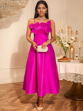 Sling Three-Dimensional Floral Dress Banquet High-Waist A-Word Swing Pony Dress