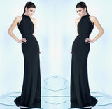 New Season Creative Women's Dress Hanging Neck Tie Temperament Long Dress Women's Evening Dress-Outfit