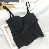 Women Criss-Cross Solid Designed Chic Slim Low Neck Sexy Padded Womens Ins Summer Sleeveless Tees Basic Backless