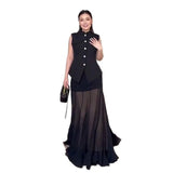 Summer Women's New Lotus Leaf Side High Waist Slim Solid Body