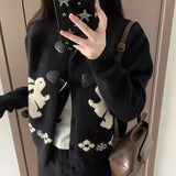 Toloer Autumn And Winter Heavy Industry Flowers Women Knitted Cardigan Fashion Women Sweet Sweater Women Coat