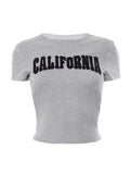 vintage T-shirt with short sleeves and alphabet