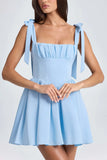 Summer New Women's Fashion Collar High Waist Folded Splicing Bow Sling