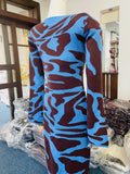 Women's Sexy Knitted Leopard Print Long-Sleeved Dress Sweater Long
