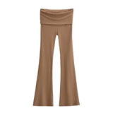 Trendy Women's Wear In Spring, The New Double-Layer Waist-Turning Sports Leisure Pants, Spicy Girls' Stretch Slimming Micro-Horn Trousers-Outfit