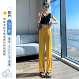 Narrow Version Of Broad-Legged Trousers Women's Summer Thin High-Waisted Vertical Sleeves Small Sunscreen Ice Silk