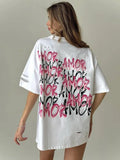 Sense Of Short-Sleeved T-Shirt Hottie AMOR Letter Print Bump Color Round Collar Large Version Of The Women's Tide