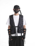 Maple Leaf Pattern Reflective Overalls Vest With Multi-Pocket Tactical Function Vest Casual Versatile Coat Man-Outfit