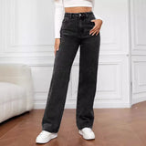 Burst Elastic Water Wash Denim Fashion Straight Trousers Trousers Trousers Trousers