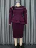 Fashioned Long-Sleeved Leaf Dresses Banquet Party Club Bian Hupus