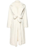 Lautaro Winter Long White Fluffy Warm Oversized Faux Fur Coat Women with Hood Lapel Sashes Loose Korean Fashion 2021