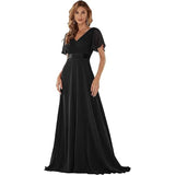Sales Of Large Swing V-Neck Dress Chiffon Elastic Banquet Festival Annual Bridesmaid Performance Evening Dress