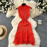 Design Sleeveless Knitted Dress Women's Summer Hair-Throw Slimming Pure Hot Girl Short