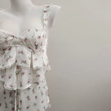 Fraiding Splicing Simulation Silk Sling Shorts Pajamas Set Idyllic Spring And Autumn Pure Thin Home Clothes