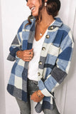 The Ins Autumn Urban Leisure Long Sleeve Lapel Loose Female Shirt Plaid Wool Coat-Outfit