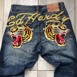 Year's Hot Gothic Y2K Men's Jeans Hip-Hop Loose Punk Style Harajuku Jeans-Outfit