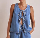 Summer Fashion Casual Sleeveless With High-Rise Women's Vests Denim Set