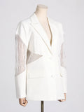 Toloer Spring New Fashion Temperament V Collar Hollow Out Perspective Lace Splicing Design Sense Long Sleeve Suit Jacket Female-Outfit