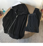 Toloer Female Spring And Autumn Thin 2023 New Zipper Hoodie Two-Piece Loose Sports Casual Set Leg