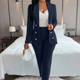 Toloer Hot Selling Sexy Wind Women's Wear For Solid Color Suit Collar Double Breasted Casual Suit Suit-Outfit