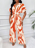 Piece Women Print V Neck Half Sleeve Loose Wide Leg Long Pants Overalls Casual Splice Romper Tight High Waist Jumpsuits-Outfit