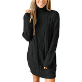Toloer New Women's Long Sleeve Round Collar Dress Knit Jumper Sweater