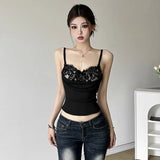 Splicing Fake Two Sling Vest Women Summer Pure Sexy Hot Girl Temperament Outside Wearing Sleeveless