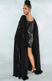 Beaded Sexy Mini Bodycon Dress with Long