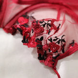 Mesh Floral Bra And Panty Lingerie Set-Outfit